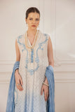 Shehrnaz - Faye - SHK-1497 - White & Blue - Pure Chiffon - Long Shirts - 3 Piece