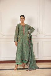 Shehrnaz - Elowen - SHK-1498 - Olive - Paper Cotton - Long Shirts - 3 Piece