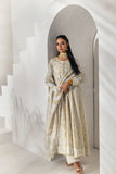 Shehrnaz - Ivory & Gold Foil-Printed Peshwaz Set - Off-white - 3 Piece