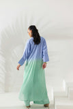 Shehrnaz - Aqua Ombre High-Low Tunic Co-ord Set - Ocean blue - 2 Piece