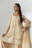 Shehrnaz - Champagne Embroidered Organza Three-Piece Suit - Cream - 3 Piece