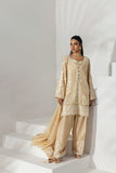 Shehrnaz - Champagne Embroidered Organza Three-Piece Suit - Cream - 3 Piece
