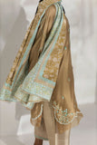 Shehrnaz - Fawn Tunic with Aqua Embroidered Accents - Beige - 3 Piece