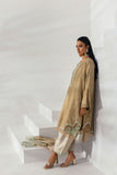 Shehrnaz - Fawn Tunic with Aqua Embroidered Accents - Beige - 3 Piece