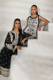 Shehrnaz - Midnight Black Silver Embroidered Chiffon Suit - Black - 3 Piece