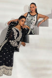 Shehrnaz - Midnight Black Silver Embroidered Chiffon Suit - Black - 3 Piece