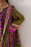 Shehrnaz - Chartreuse & Magenta Vibrant Printed Drape Set - Green - 3 Piece