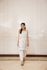 Shehrnaz - Eshalin - SHKK-1505 - White & Blue - embroidered cotton - 2 Piece