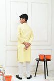 Mom4Little - Powder Yellow and White Kurta Pajama