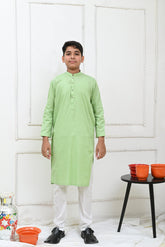 Mom4Little - Light Green Kurta and White Pajama