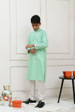 Mom4Little - Sea Green and white kurta pajama