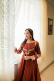 Zahra Ahmed - ST-122 - Rust - Indian Raw Silk - 2 Piece