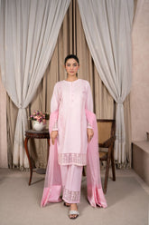 Reema Ahsan - Sahira - Cotton & Organza - Light pink - 3 Piece