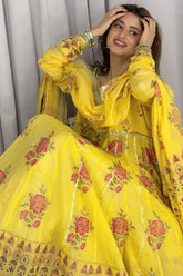 Sajal Aly in Pinktree - Secret Garden - Yellow - 3 Piece