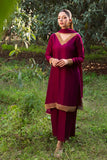 Natasha Kamal - Silk Selah Suit For Women - Plum - 3 Piece