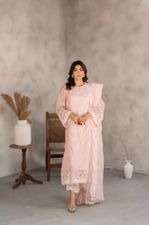 Laleen - Serene Cotton Silk Suit For Women - Pink - 3 Piece