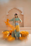 Fozia Khalid - Shagun - Organza - Sea Green, yellow & orange - 4 Piece