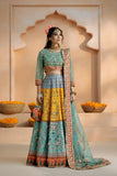 Fozia Khalid - Shagun - Organza - Sea Green, yellow & orange - 4 Piece