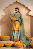 Fozia Khalid - Shagun - Organza - Sea Green, yellow & orange - 4 Piece