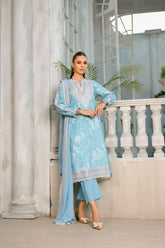 Reema Ahsan - Sibel - Lawn & Chiffon - Ice blue - 3 Piece