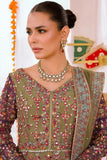 Reema Ahsan - Simran - Raw silk & Mukesh - Olive green & Purple - 3 Piece