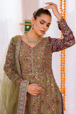 Reema Ahsan - Simran - Raw silk & Mukesh - Olive green & Purple - 3 Piece