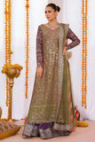 Reema Ahsan - Simran - Raw silk & Mukesh - Olive green & Purple - 3 Piece