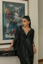 Insia Sohail - Black Kaftan - 1 Piece - Sequence - Studio by TCS
