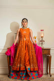 Yasmin Zaman - Tabitha - Silk Jamawar & Katan Net- Rust & Pink- 3 Piece