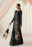 Nilofer Shahid - Raw Silk Forest Green Embroidered Kaftan - Tree of Wonders - 1 Piece - Studio by TCS
