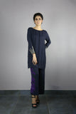 Urooj Fahd - Navy Blue Pintex Top - 2 PC