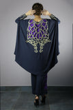 Urooj Fahd - Navy Blue Pintex Top With Cave - 2 PC
