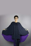 Urooj Fahd - Navy Blue Pintex Top With Cave - 2 PC