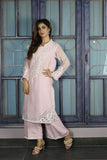 Urooj Fahd - Baby Pink Cotton Neck Applique Shirt - 3 PC