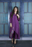 Urooj Fahd - Plum Angular Hemline Shirt - 2 PC