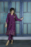 Urooj Fahd - Plum Pure Raw Silk Shirt - 3 PC