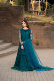 Fozia Khalid - UROOS - Silk - Emerald green - 3 Piece