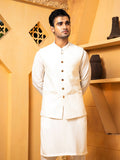 Shahjahan - Off White Kurta Trouser With Waistcoat - 3 Piece