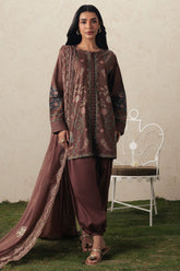 Cross Stitch BRUNETTE GLAM Unstitched Brown 3 Piece