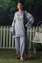 Cross Stitch AZURE BLOOM Unstitched Blue 3 Piece