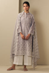 Cross Stitch - Lavender Cloud Cambric Suit For Women - Purple - 2 Piece