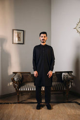 Shahjahan - Black Kurta Trouser - 2 Piece