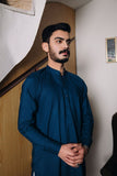 Shahjahan - Teal Blue Kurta White Trouser - 2 Piece