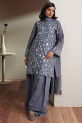 Cross Stitch - Slate Petals Embroidered Lawn Unstitch Suit For Women - 3 Piece