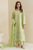 Cross Stitch - Sage Silk Chikankari Lawn Unstitch Suit For Women - 3 Piece