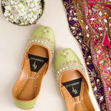 JootiShooti - Mehfil Mirror Parrot Green Khussa For Women