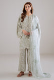 Cross Stitch - Olive Haze Silk Suit For Women - Green - 3 Piece