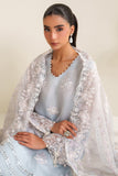 Cross Stitch - Ice Blue Charm Organza Unstitch Suit For Women - 4 Piece