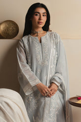Cross Stitch - Arctic Frost Silk Suit For Women - Blue - 3 Piece
