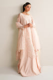 Cross Stitch - Blush Serenity Organza Unstitch Suit For Women - 4 Piece